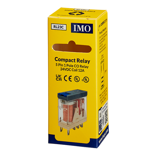 Compact power relay, 12A SPCO with LED, flag and test latch, 230VAC coil - RL22C - ARCK Electrical Wholesale Supplies