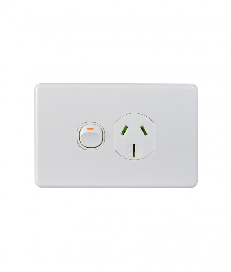 Trader Puma Power Point 1 Gang 15A Switched White-PUPP151G - ARCK Electrical Wholesale Supplies