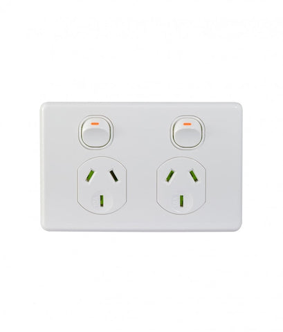 Trader Puma Power Point 2 Gang 10A Switched White-PUPP2G - ARCK Electrical Wholesale Supplies