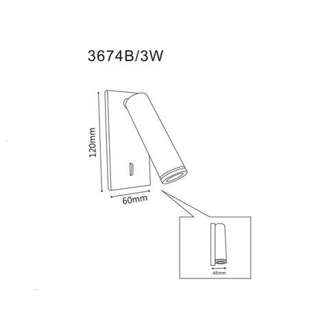 WALL Int City S/M ADJ CYLINDER 3W Wh 3K Reader 342 Lm - LYON
