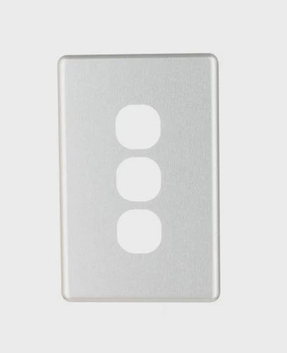 NLS 3 GANG SWITCH BRUSHED ALUMINIUM COVER ONLY ' CLASSIC' STYLE ' - 30563NLS - ARCK Electrical Wholesale Supplies