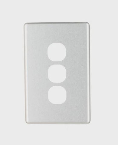 NLS 3 GANG SWITCH BRUSHED ALUMINIUM COVER ONLY ' CLASSIC' STYLE ' - 30563NLS - ARCK Electrical Wholesale Supplies