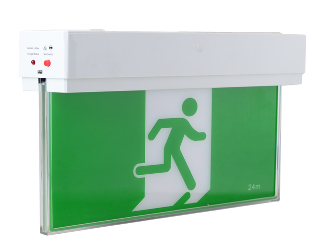 Slimline LED Exit Light Surface White- E1611