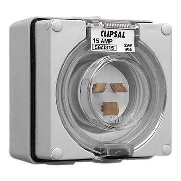 Clipsal 56 Series 3 Pin 15A Appliance Inlet Grey - 56AI315-GY - ARCK Electrical Wholesale Supplies