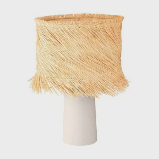 PAISANO Table Lamp Beige Ceramic Natural Rattan - 390239N - ARCK Electrical Wholesale Supplies
