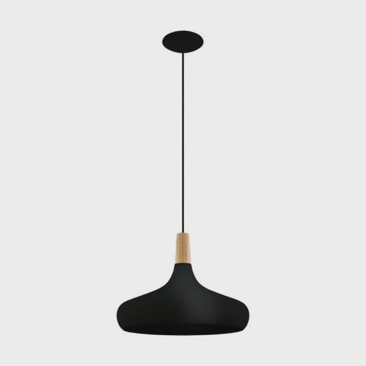 Sabinar 1 Light Pendant Large Black Steel - 203193N - ARCK Electrical Wholesale Supplies