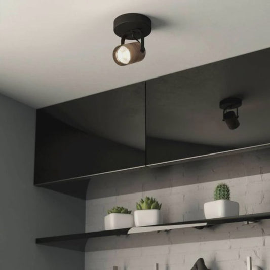 Cayuca Spotlight 1 Light Black Steel Brown Wood 4000K - 900436N - ARCK Electrical Wholesale Supplies