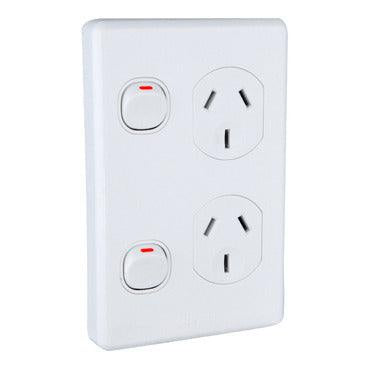 Clipsal Classic Vertical Double Powerpoint - C2025V-WE - ARCK Electrical Wholesale Supplies
