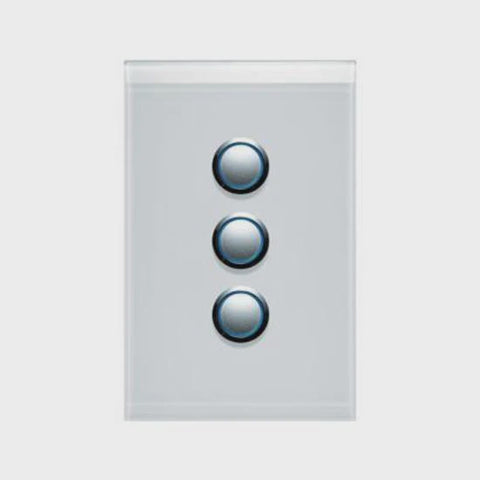 CLIPSAL SATURN 3 GANG PUSHBUTTON LED SWITCH - PURE WHITE - 4063PBLPW - ARCK Electrical Wholesale Supplies
