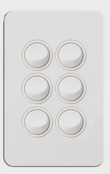 Hager Silhouette 6 Gang Switch (Gloss White) - WBSSV6