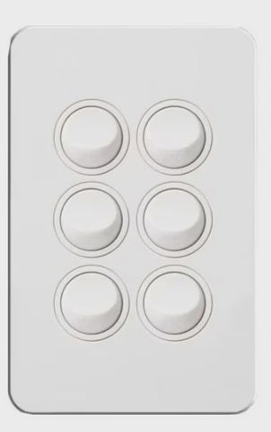 Hager Silhouette 6 Gang Switch (Gloss White) - WBSSV6
