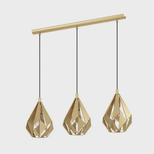 CARLTON Pendant 3 Lights Gold Steel - 43909N - ARCK Electrical Wholesale Supplies