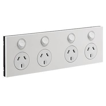 CLIPSAL SATURN ZEN QUAD POWERPOINT (WHITE) - Z4025H2-ZW - ARCK Electrical Wholesale Supplies