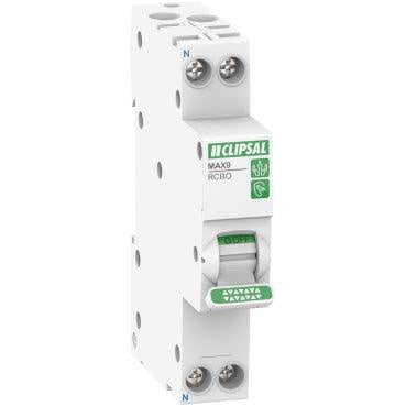 Clipsal MAX9 16 Amp Slim MCB/RCBO C Curve 1 Pole + N 30mA 6kA-  MX9R3116 - ARCK Electrical Wholesale Supplies