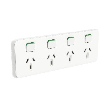 Clipsal 10 Amp ICONIC 4 Gang Internal Powerpoint With Shutter Vivid White- 3015/4-VW - ARCK Electrical Wholesale Supplies