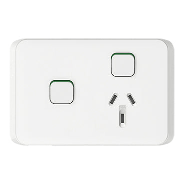 Clipsal 10 Amp ICONIC Single Internal Powerpoint With Removable Extra Switch Vivid White - 3015XA-VW