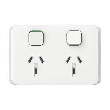 Clipsal Iconic Double Powerpoint 10A Skin Vivid White - 3025C-VW