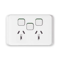 Clipsal Iconic Double Powerpoint 10A + Extra Blank Switch - 3025XUA-VW