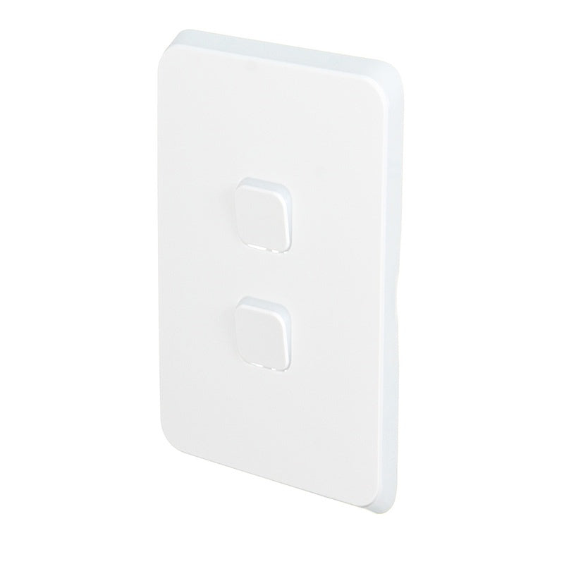 Clipsal 2 Gang ICONIC Vertical Internal Rocker Switch Cover Plate Vivid White - 3042C-VW