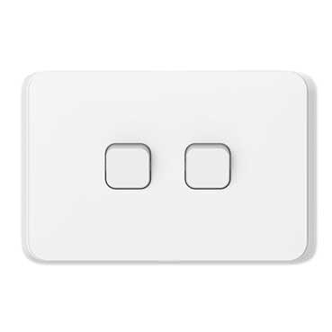 Clipsal Iconic 2 Gang Horizontal Switch 10A White - 3042HA-VW