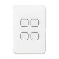 Clipsal Iconic 4 Gang Switch Skin Vivid White - 3044C-VW