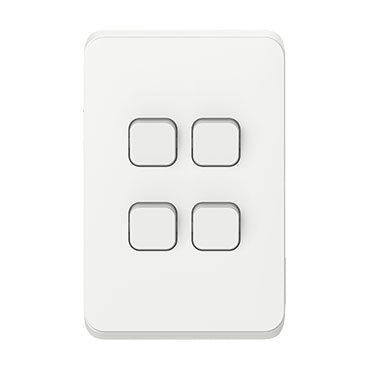 Clipsal Iconic 4 Gang Switch Skin Vivid White - 3044C-VW