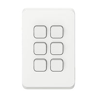 Clipsal Iconic 6 Gang Switch Skin Vivid White - 3046C-VW