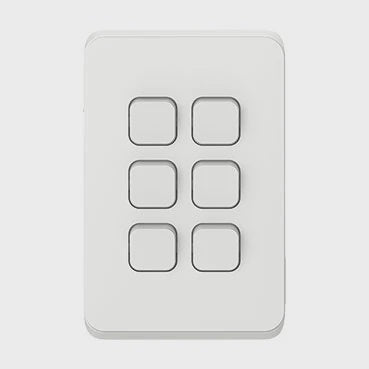 Clipsal Iconic 6 Gang Switch Skin Vivid White - 3046C-VW - ARCK Electrical Wholesale Supplies