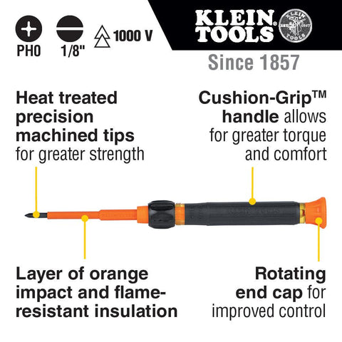 2-in-1 Insulated Electronics Screwdriver, Phillips, Slotted Bits - A-32581INS