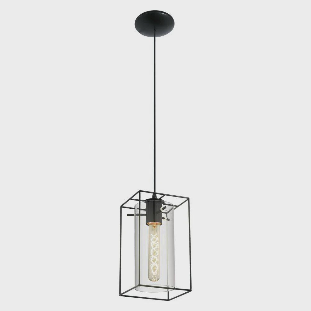 Loncino 1 light Pendant Black & Black Transparent 150mm - 49495 - ARCK Electrical Wholesale Supplies