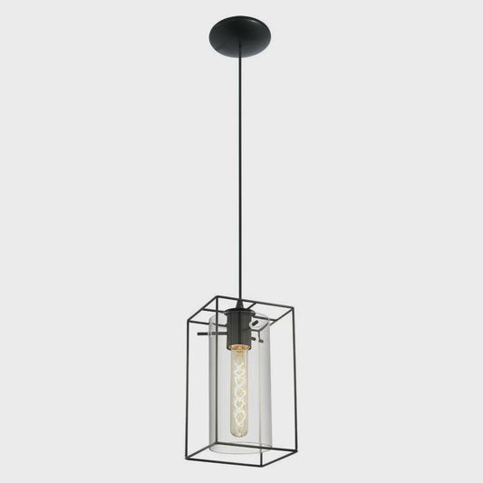 Loncino 1 light Pendant Black & Black Transparent 150mm - 49495 - ARCK Electrical Wholesale Supplies
