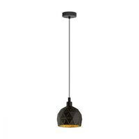 Roccaforte 1 Light Pendant Black & Gold 170mm - 33345N