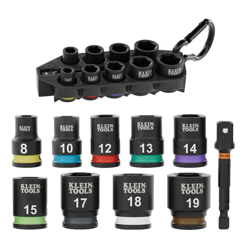 Klein Tools Grab-And-Go Impact Socket Set, Metric, 10-Piece- A-33809M