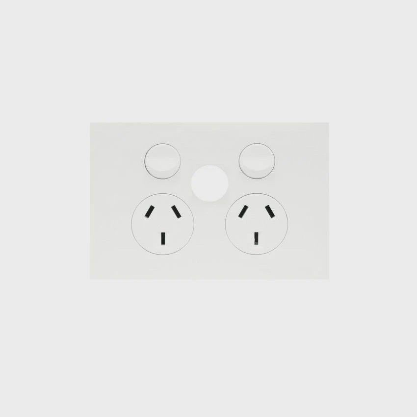 Hager Finesse Double Power Point with blank extra switch (Gloss White) - WBQP2XSB