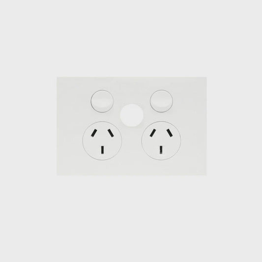 Hager Finesse Double Power Point with blank extra switch (Gloss White) - WBQP2XSB