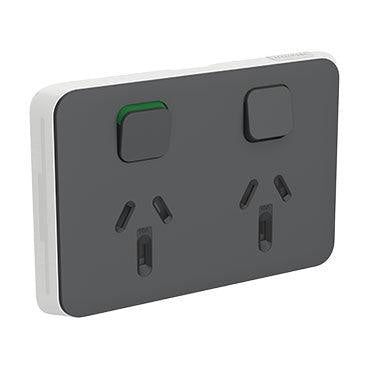 Clipsal Iconic Double Powerpoint Skin Anthracite (Skin Only) - 3025C-AN - ARCK Electrical Wholesale Supplies