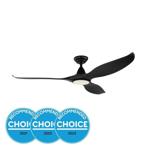Noosa 60 DC Fan 18W LED Tri-Col Blk - 202972 - ARCK Electrical Wholesale Supplies