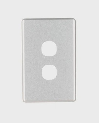 NLS 2 GANG SWITCH BRUSHED ALUMINIUM COVER ONLY ' CLASSIC' STYLE ' - 30562NLS - ARCK Electrical Wholesale Supplies