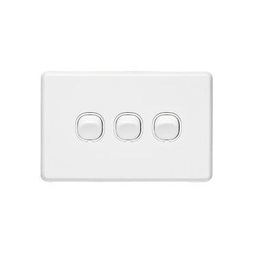Clipsal Classic C2000 Series Flush Switch 3 Gang, 250VAC, 10A, Standard, Horizontal - C2033HA-WE - ARCK Electrical Wholesale Supplies