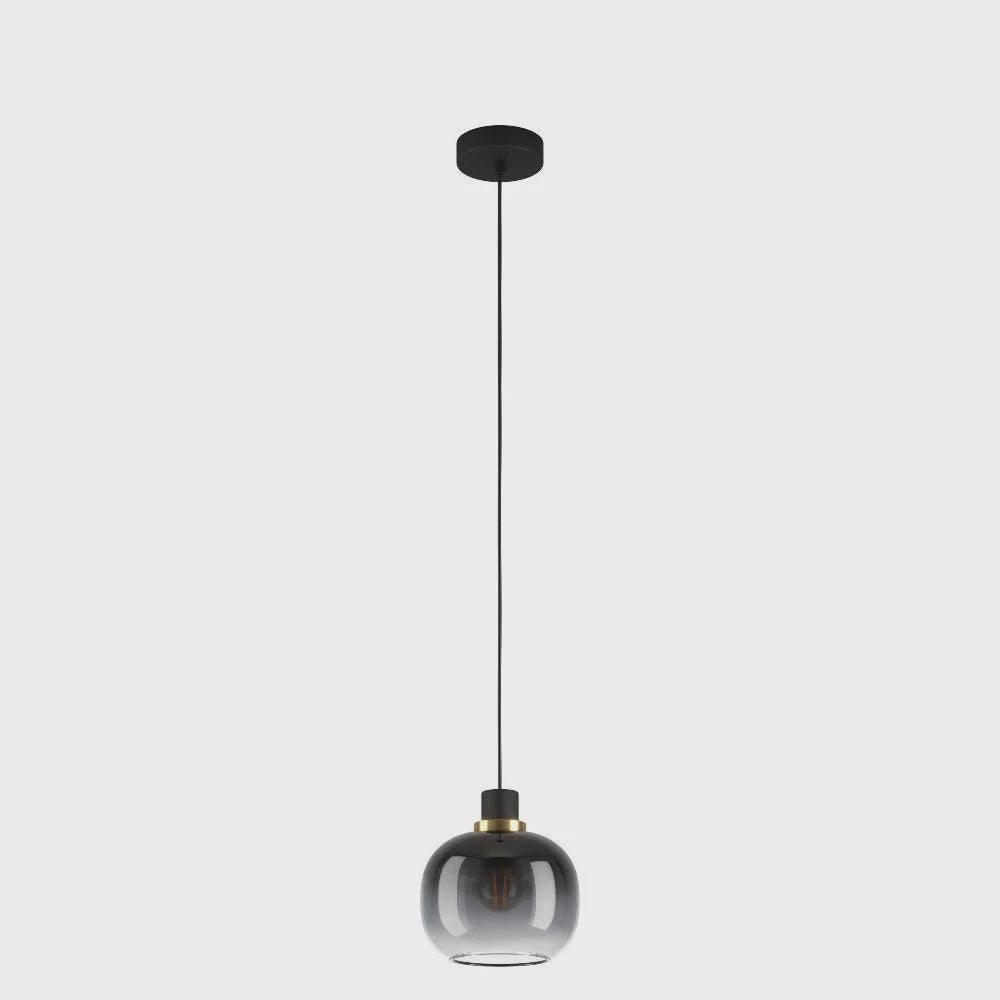 OILELLA Pendant Light Black / Brass Steel Black Grey Glass - 99616N - ARCK Electrical Wholesale Supplies