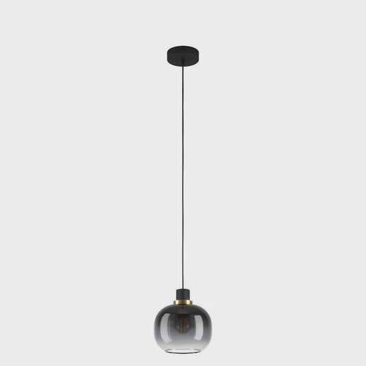 OILELLA Pendant Light Black / Brass Steel Black Grey Glass - 99616N - ARCK Electrical Wholesale Supplies