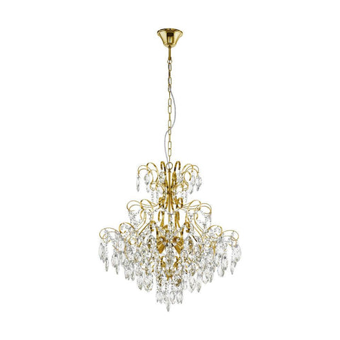 Fenoullet 5 Light Crystal Pendant Brass - 39605