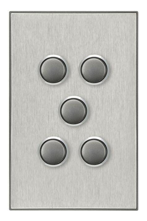 CLIPSAL SATURN 5 GANG PUSHBUTTON LED SWITCH - HORIZON SILVER - 4065PBLHS - ARCK Electrical Wholesale Supplies