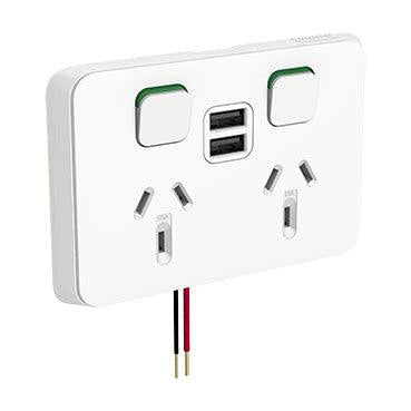 Clipsal Iconic Double Powerpoint with Twin USB Charger - 3025USB2-VW - ARCK Electrical Wholesale Supplies