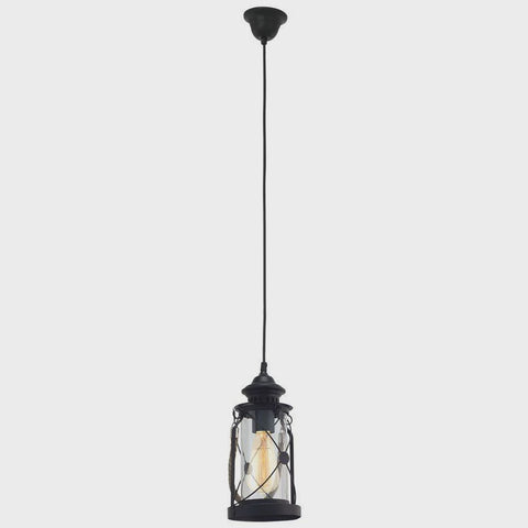 Bradford 1 Light Pendant Black With Rope - 49213 - ARCK Electrical Wholesale Supplies