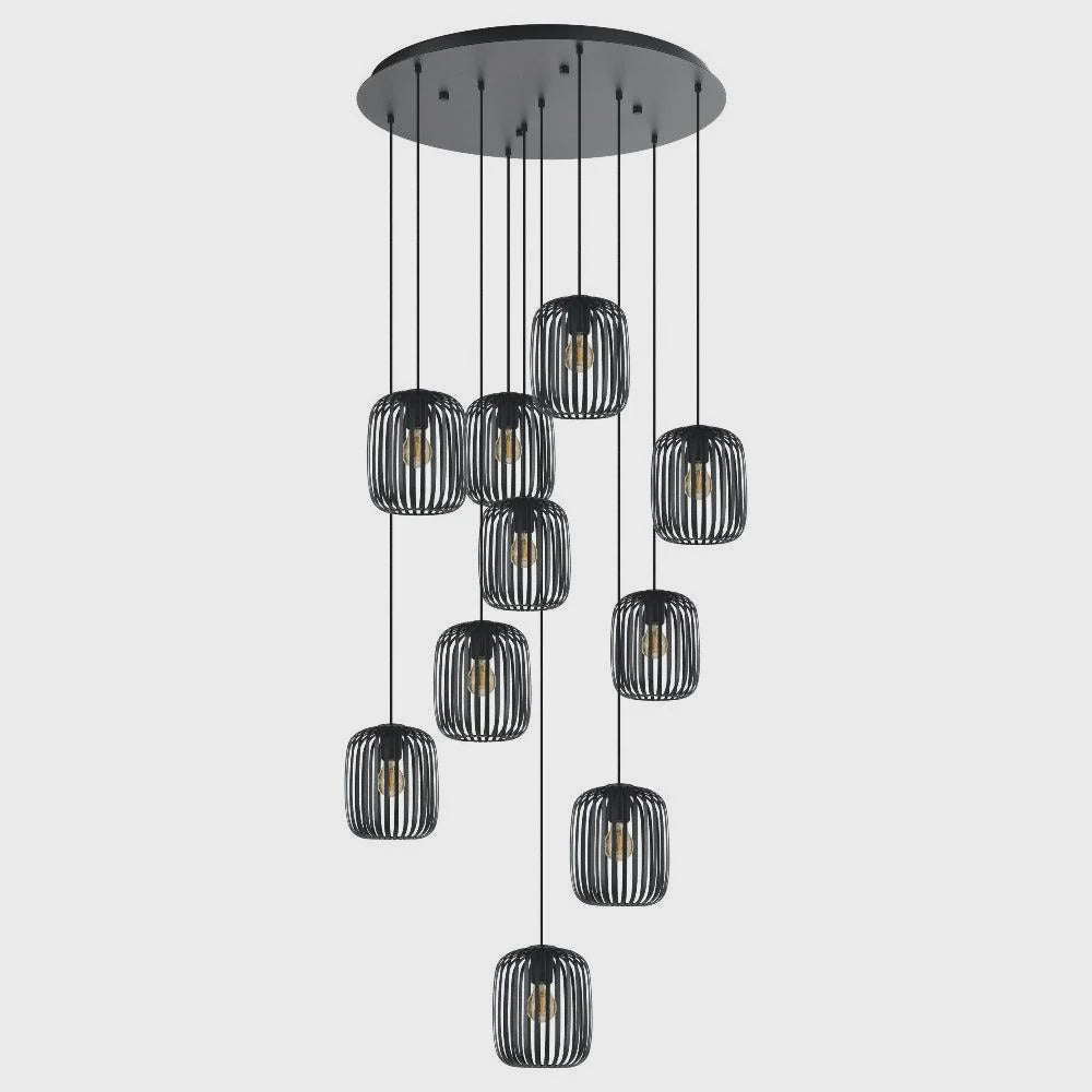 ROMAZZINA Cluster Pendant 10 Lights Black Steel - 205648N - ARCK Electrical Wholesale Supplies
