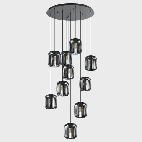 ROMAZZINA Cluster Pendant 10 Lights Black Steel - 205648N - ARCK Electrical Wholesale Supplies