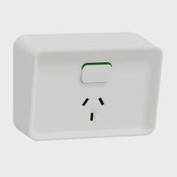 Clipsal Iconic Outdoor Single, Switched socket outlet, horizontal - O3015-XW