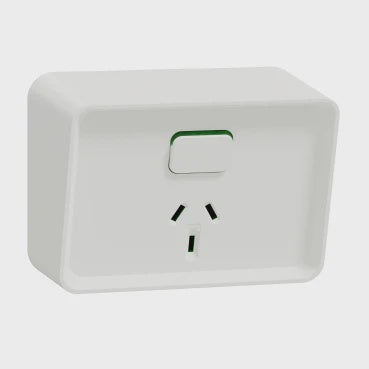 Clipsal Iconic Outdoor Single, Switched socket outlet, horizontal - O3015-XW
