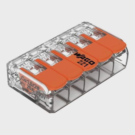 WAGO 4mm 5 Conductor Compact Splicing Connector WAG221-415 - ARCK Electrical Wholesale Supplies